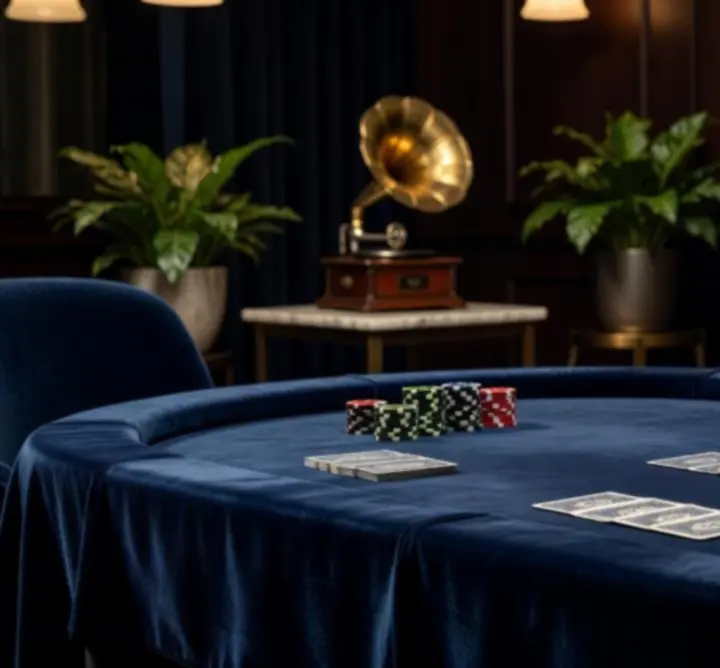 Close-up details of an event atmosphere including lighting and table setup