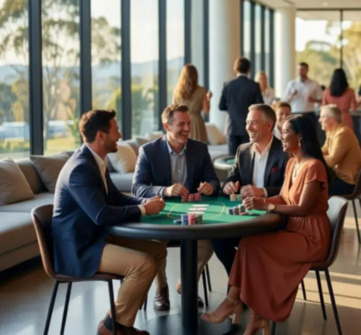 Guests enjoying an organized poker event in a social setting