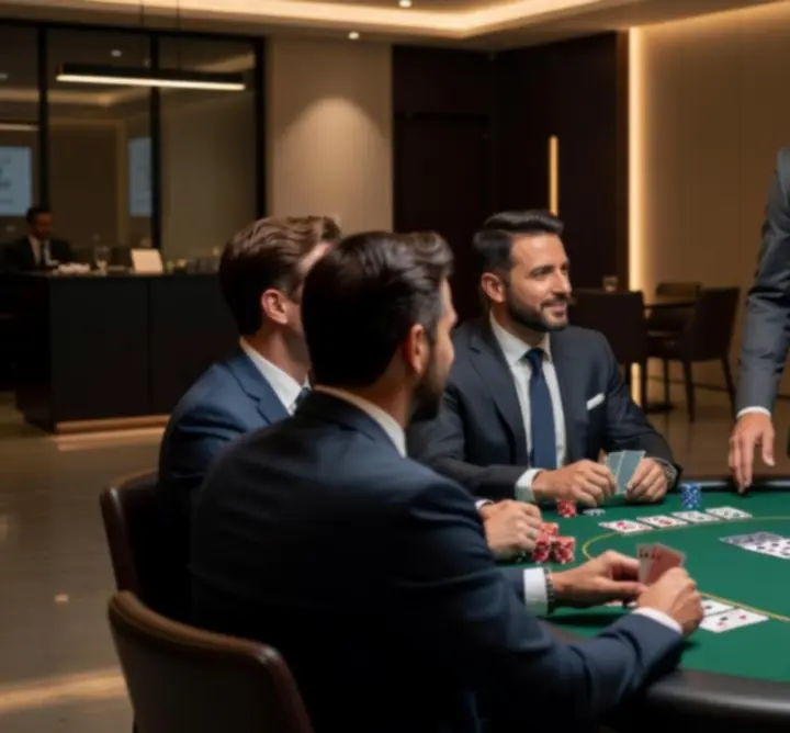 Professional poker host coordinating a well-organised poker event