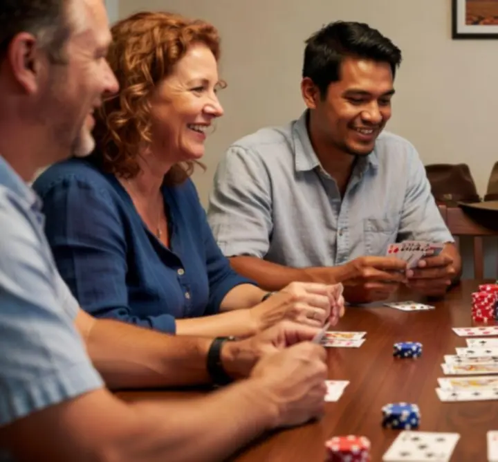 Guests enjoying an offline poker game together